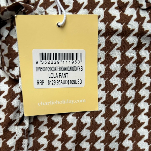 Anthropology Charlie Holiday Lola Chocolate Houndstooth Pants S - Picture 9 of 12